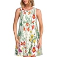 thumbnail image 1 of Xecao Robes d'Été Florales pour Femmes Robes Décontractées de Plage Sans Manches Robe Évasée avec Poches, 1 of 7