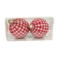 thumbnail image 3 of Vickerman 5" Red and White Plaid Cloth Ball Christmas Ornament, 2 pieces per box, 3 of 3