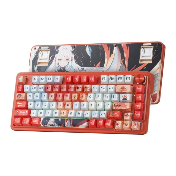 Redragon K673 PRO SE 75% 81 Keys Wireless Gasket RGB Gaming Keyboard, 3-Mode Anime Mechanical Keyboard w/Hot-Swap Socket, Dedicated Knob Co
