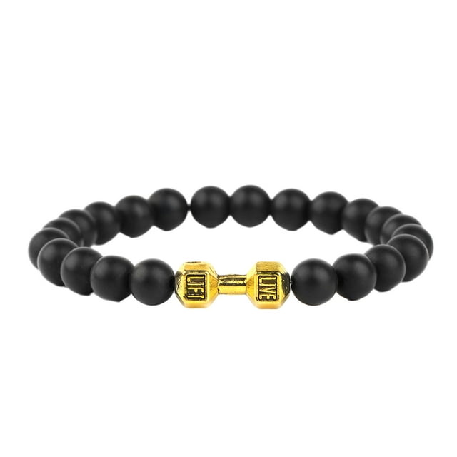 Pulseras Mate Compactas Qarigey Hilo Mancuerna Encanto Gotas de Lava Oro