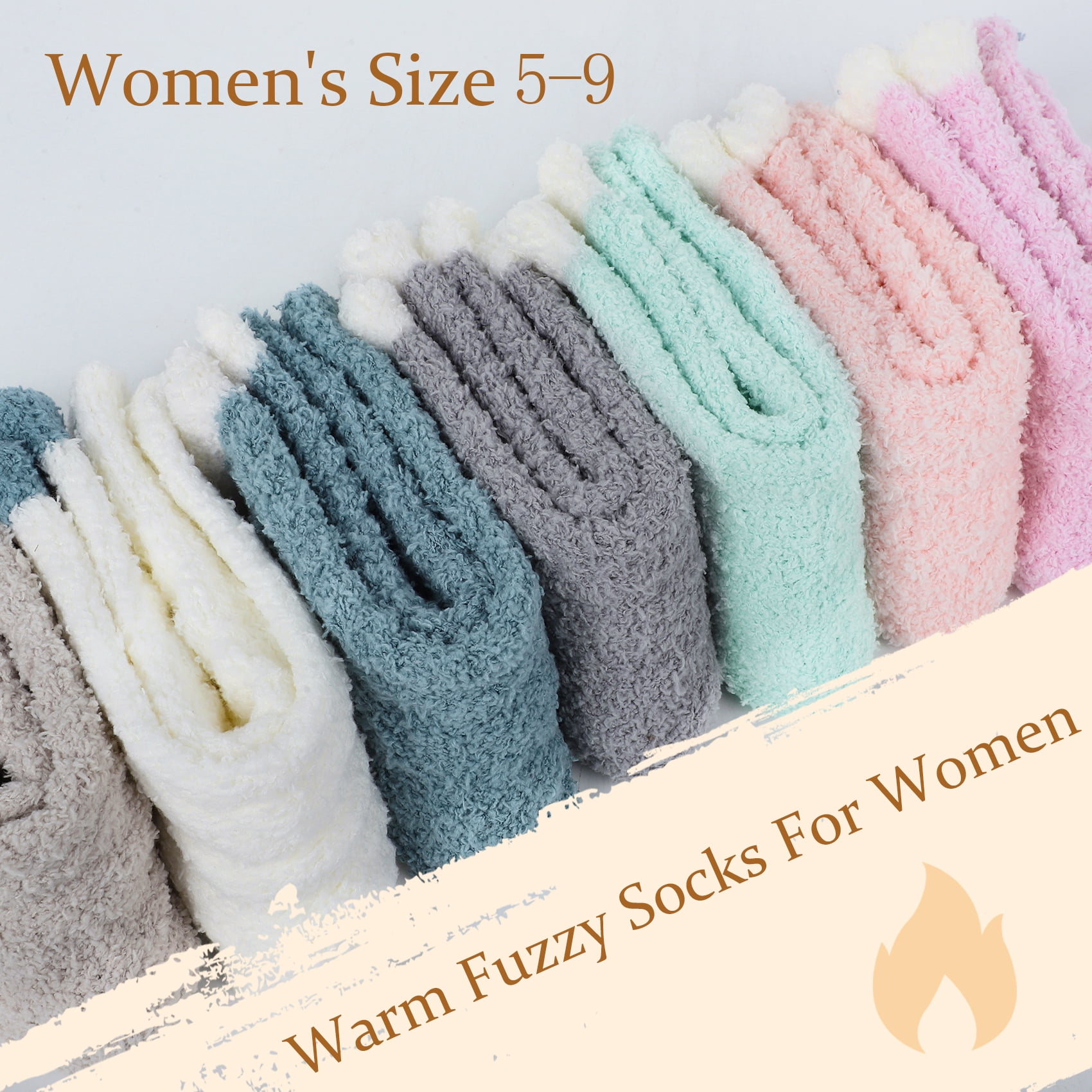 7 Pairs Winter Womens Fuzzy Socks Soft Warm Cozy Fluffy Soft Fleece Socks Size 6-10