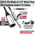 thumbnail image 5 of Male XLR to 1/4 inch (6.35mm) TS Jack Cable Adapter Cord Quarter inch TS to XLR Stereo Shielded Audio Plated Unbalanced 1.5m, 5 of 9