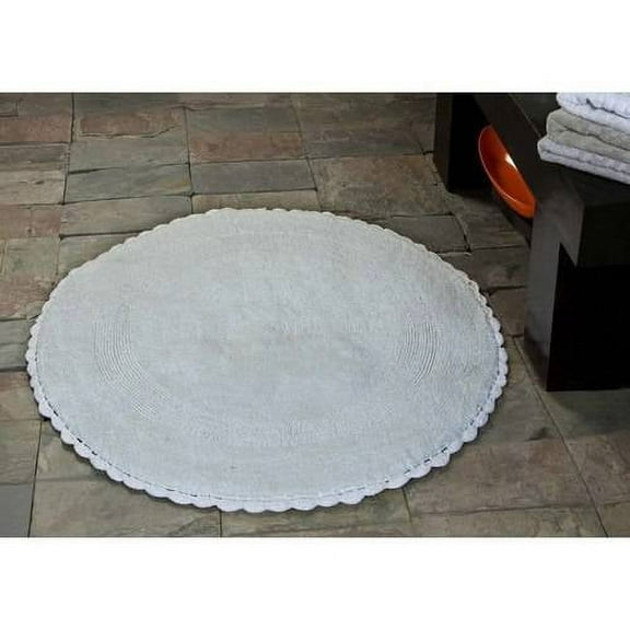 Saffron Fabs Bath Rug 36" Round Reversible Hand Woven Crochet Lace Border, Assorted Colors