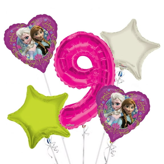 Frozen Balloon Bouquet 9th Birthday 5 pcs - Party Supplies