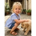 thumbnail image 4 of BemeyourBBs Toddler Baby Girl Summer Clothes Denim Outfits Plaid Short Sleeve Tunic Shirt Tops Strawberry Bowknot Floral Embroidery Jeans Shorts Set, 4 of 9