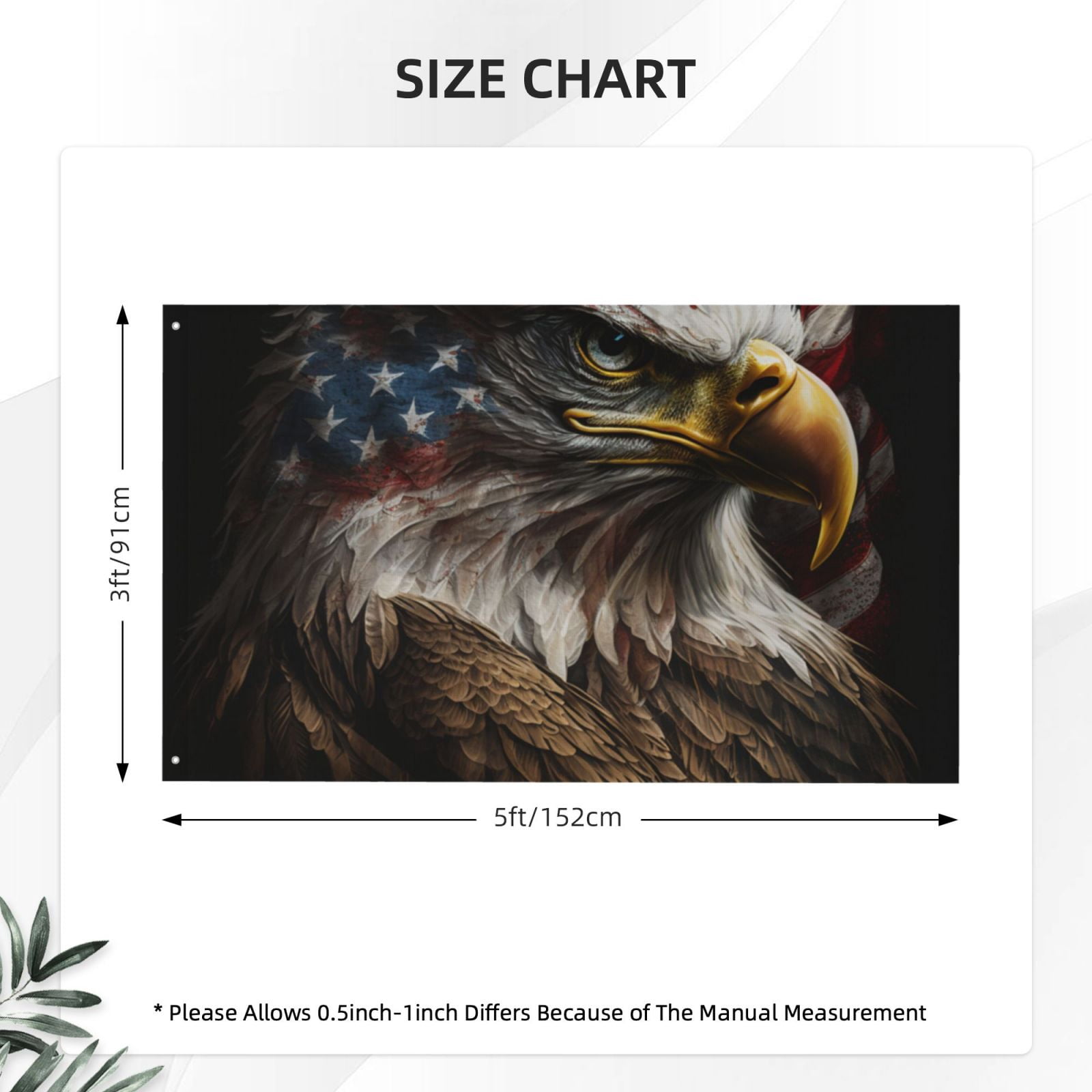 American Flag Bald Eagle USA Double Sided Flag 3x5FT Reversible Garden Flag Outdoor Decor for House, Porch, Lawn, Yard, Indoor Wall, Party Decoration