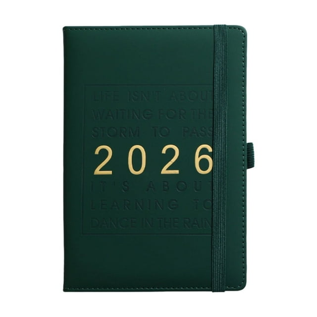 Dvruxg Daily Planner (January to December) – 365 Day Agenda Book with Hourly Schedule, Calendar Pages, Ribbon Bookmark & Elastic Pen Loop – Soft Leather 12-Month Organizer