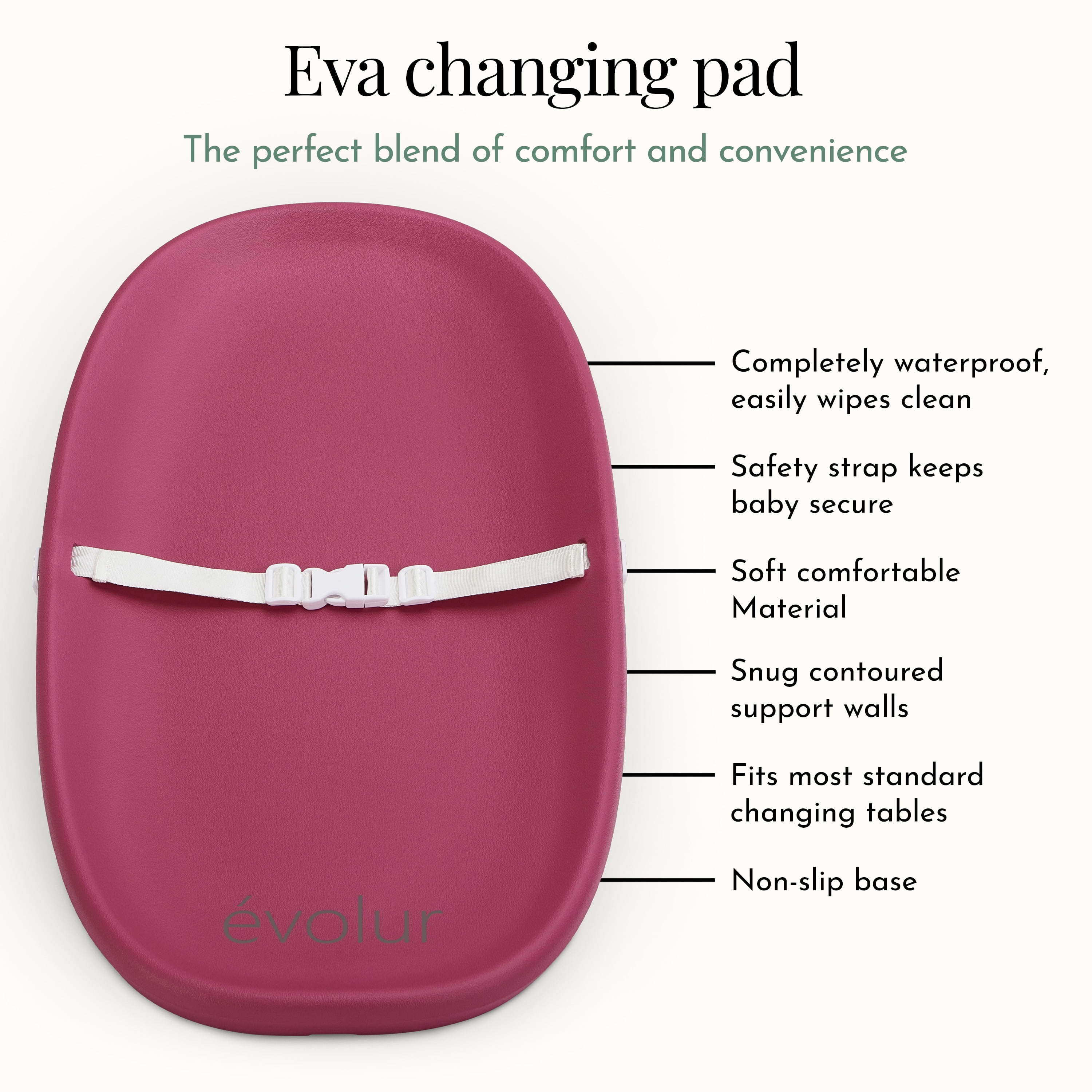 Evolur Eva Baby Changing Pad in Fuschia Pink