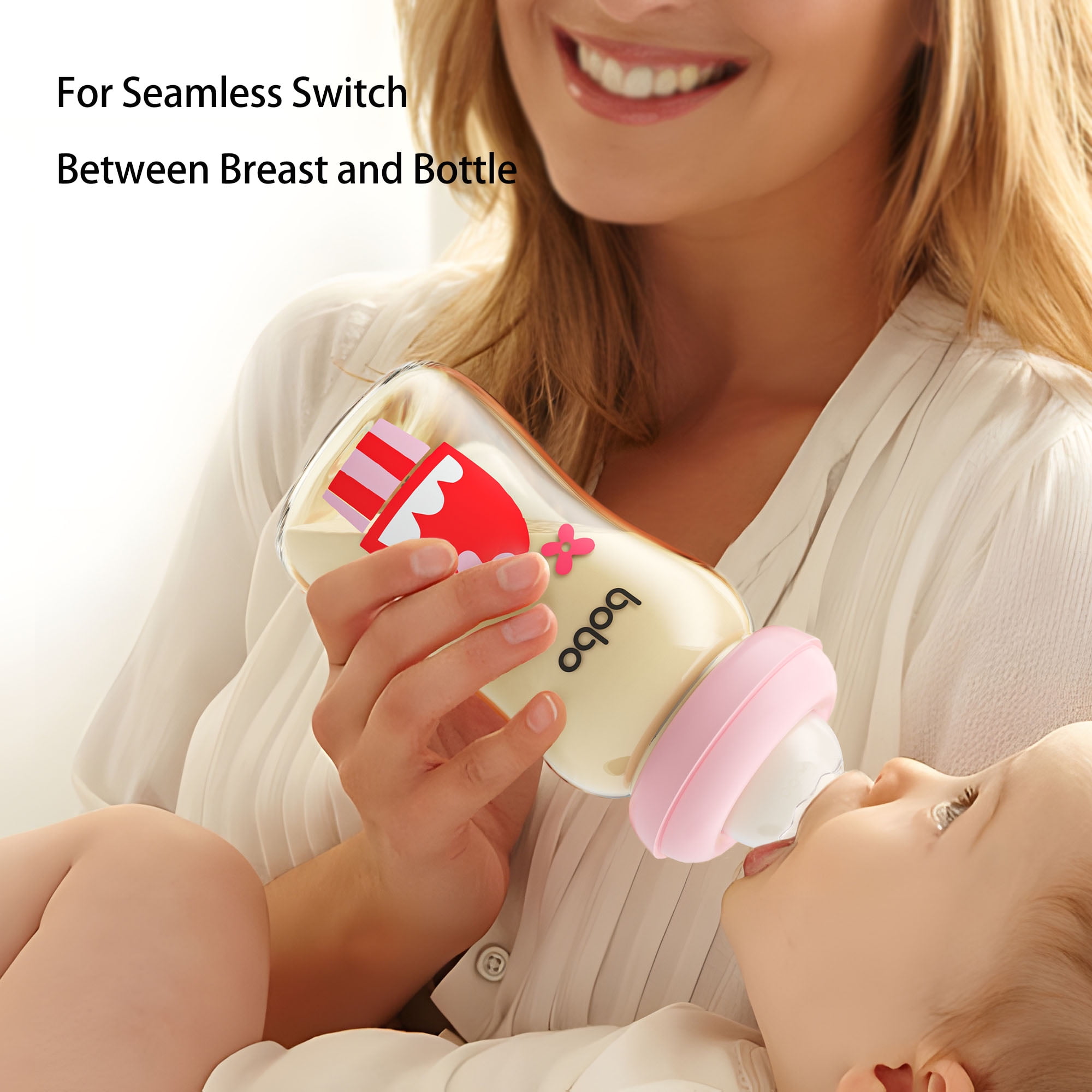YOHKOH 8.8 ounce,Mushroom Cap PPSU Bottle,Wide-neck Baby Bottle,for 3m+ Infant/Toddler,2pc