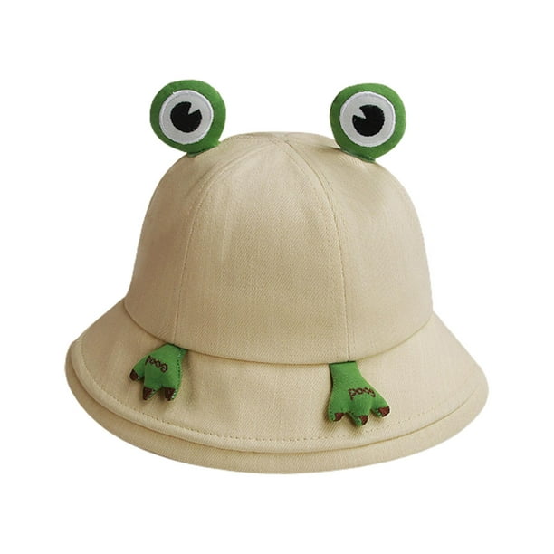 Frog Bucket Hat, Sun Protection Wide Brim Party Hat Cute Photo Props  Adjustable Cotton Sun Hats for Dress up Summer Travel Women Girls Khaki 