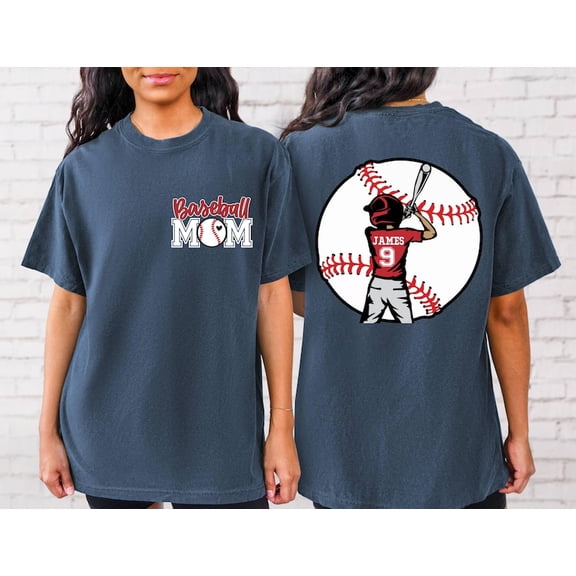 Baseball Kids Mom Shirt,Personalized Baseball Name Shirt, Baseball Jersey Number Tee, Gameday Cheer Mom Gift for Mom