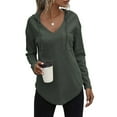 thumbnail image 3 of OGLCCG Women's Waffle Hoodies Tunic Pullover Tops 2023 Fall Fashion Long Sleeve Casual Solid Color Loose Fit Sweatshirt, 3 of 6