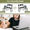 thumbnail image 3 of 55" Reversible L-Shaped Desk with Storage Hutch, Wood Computer Desk for Home Office , Gaming, Black, 3 of 9