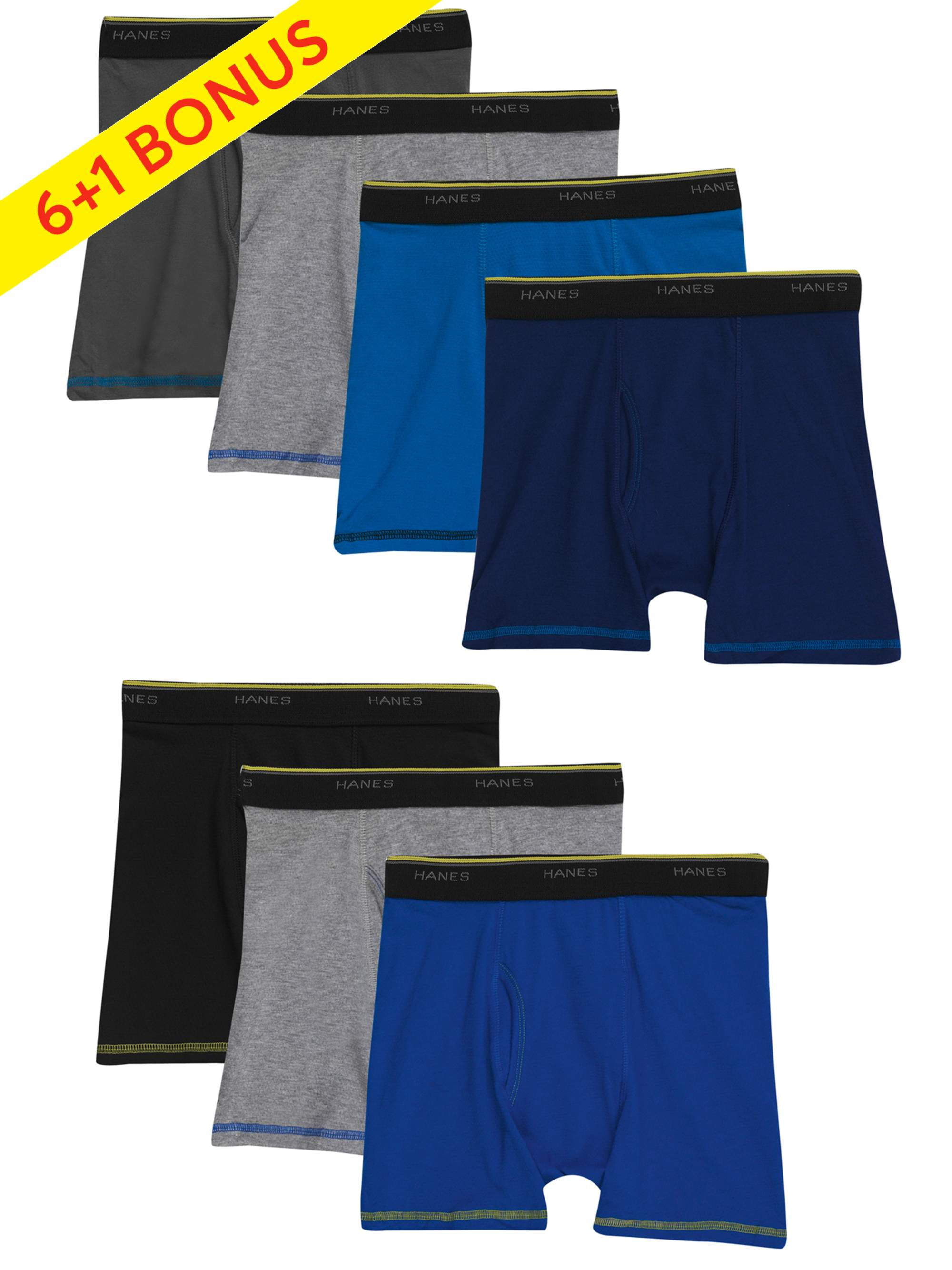 Hanes Boys Underwear, Bonus 6+1 Pack Cool Comfort Lightweight Boxer