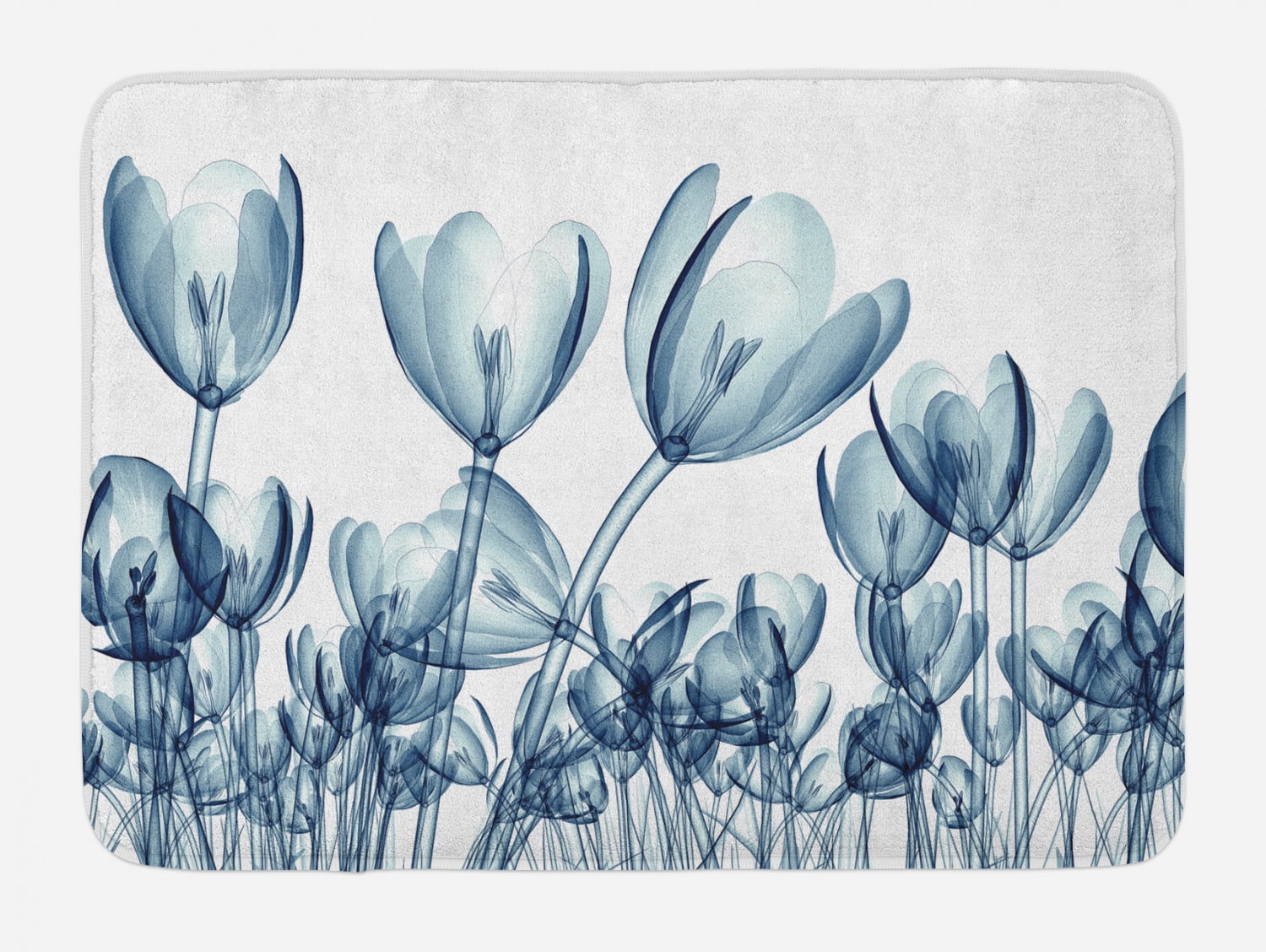 Flower Bath Mat, Bunch of Different Size Flowers with Xrays Complex