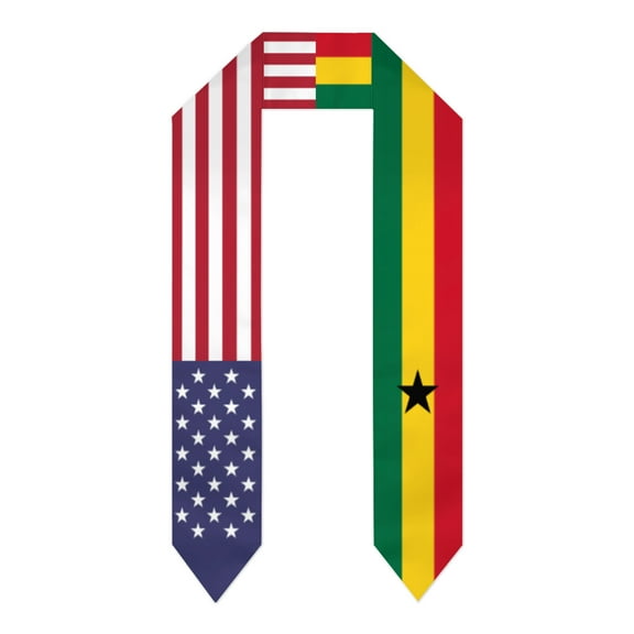 Ghana & USA United States Flag Shawl Sash Stole Graduation Shawls Wraps Scraf For International Study