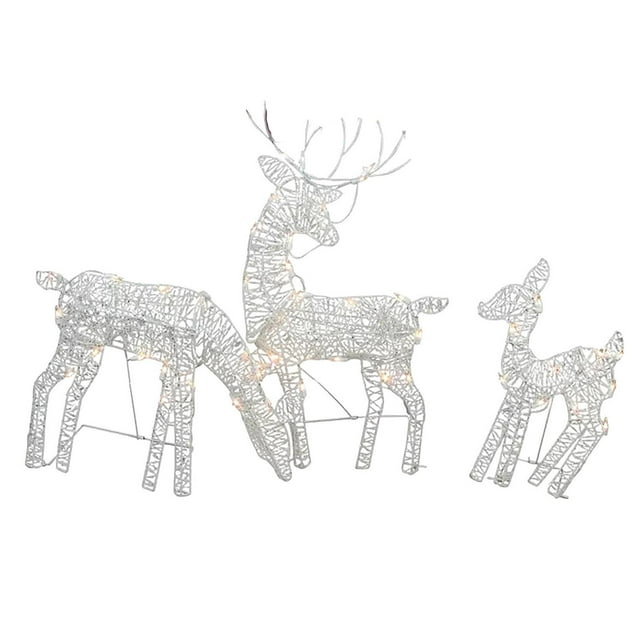 Metal Iluminado Navidad Ciervo Estaca Luz Brillante Intermitente Elk Jardín Decoraciones Familia de ciervos Conjunto 3 Renos para decoraciones Colco Estaca de ciervo