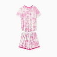 thumbnail image 4 of Barbie Womens Bamboo Pajamas Pink Tie Dye Short Sleeves Tee with Ruffle Shorts Pjs Set Sizes S-XL, 4 of 9