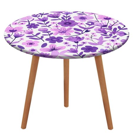 

ZHANGS Lovely Violet Patch 857 Round Table Cover Stain-Resistant Fitted Tablecloth Oil-Proof Wipeable Elastic Table Cover Waterproof Table Cloth for Halloween Thanksgiving Christmas