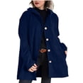 thumbnail image 2 of Chaqueta de Otoño para Mujer con Capucha, Informal, con Botones, Larga, Holgada, de , con Bolsillos. Azul Marino XL, 2 of 7