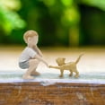 thumbnail image 4 of Decoración De Niño Y Gato Para El Hogar. Estatuilla De Mesa. Adornos. Recuerdo De Gato. Artesanía De Resina., 4 of 7