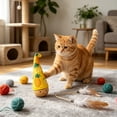 thumbnail image 5 of Wooden Cat Toy — Cat-Free Self-Righting Wobble Tumbler, Silent Interactive Self-Play for Indoor Cats, No Batteries Required Yellow, Featherless, 5 of 5