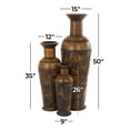 thumbnail image 5 of DecMode Metal Rustic Cylinder Urn Vase Set of 3 50", 35", 26"H, Cracked-Scale Exterior Pattern with Polished Earth Brown Finish, 5 of 20