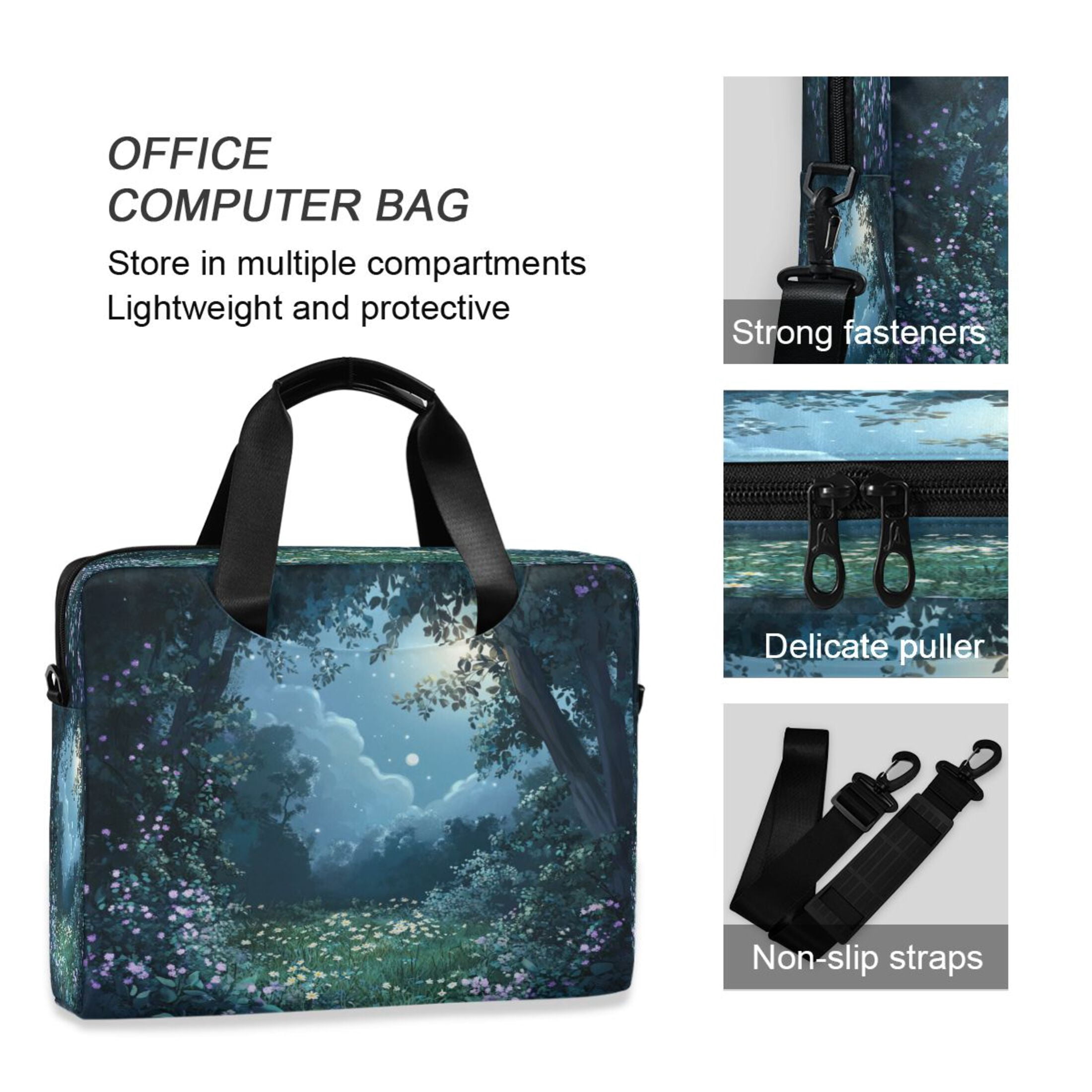 16" Laptop Tote Bag Laptop Sleeve Case Computer Briefcase for Work & Travel Magic Little Flower Scene