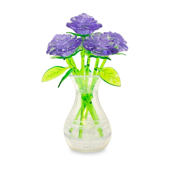 AreYouGame.com 3D Crystal Puzzle - Roses in a Vase (Purple): 47 Pcs
