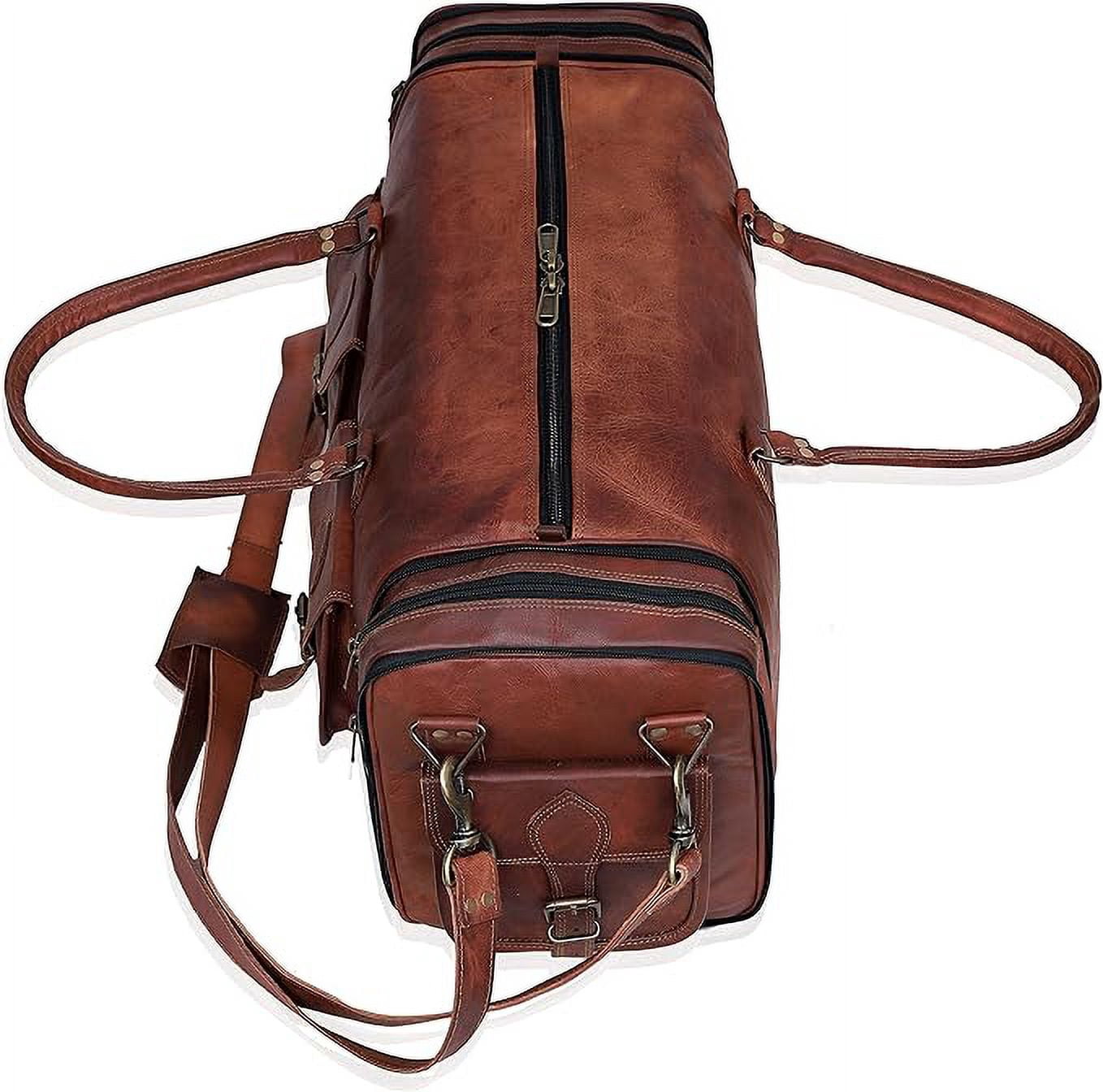 RUZIOON Handmade Vintage Travel Luggage 20 Inch Duffel Gym Sports Bag Weekender Travel Overnight Carry One Duffel Bag For Men (20 inch)