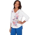 thumbnail image 3 of Alfred Dunner Womens Floral Butterfly Embroidered V Neck Top, 3 of 4