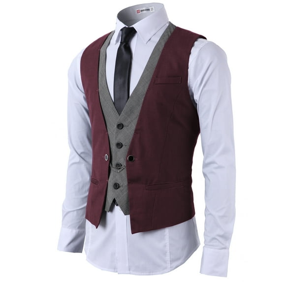 H2H Mens Dress Casual Slim Fit Business Suit Layered Dress vest (CMOV01)