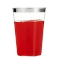 thumbnail image 3 of 100 Silver Plastic Cups 12 Oz Clear Plastic Cups Tumblers Silver Rimmed Cups Fancy Disposable Wedding Cups Elegant Party Cups with Silver Rim, 3 of 7