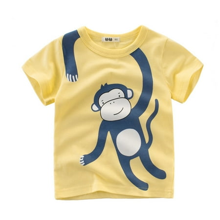 

Toddler Kids Baby Boys Girls Cartoon Animal Short Sleeve Crew Neck T-Shirts Tops Tee Clothes For Children