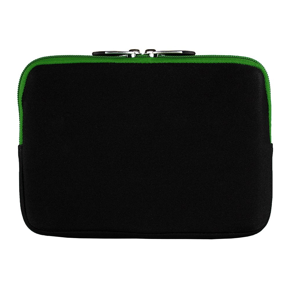 VANGODDY Universal Protective Neoprene Sleeve for 6, 7 inch Tablet Devices, Black with Green Trim