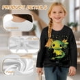 thumbnail image 6 of Xoenoiee Green Axolotl Print Girls Long Sleeve Shirt Casual Tie Hem Tee Tops Round Neck T Shirts Fall Clothes Active Outfits, Size 5-6 Year, 6 of 7