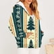 thumbnail image 5 of Sudadera con capucha y manga larga para mujer, informal, con estampado navideño, cremallera, manga larga, poliéster, 5 of 6