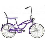 Wonder Wheels 20 In. Beach Cruiser Lowrider Coaster Brake Single Speed Bicycle, Bike With Banana Seat Stainless Steel Spokes One Piece Crank Alloy Rims 36 H - Purple