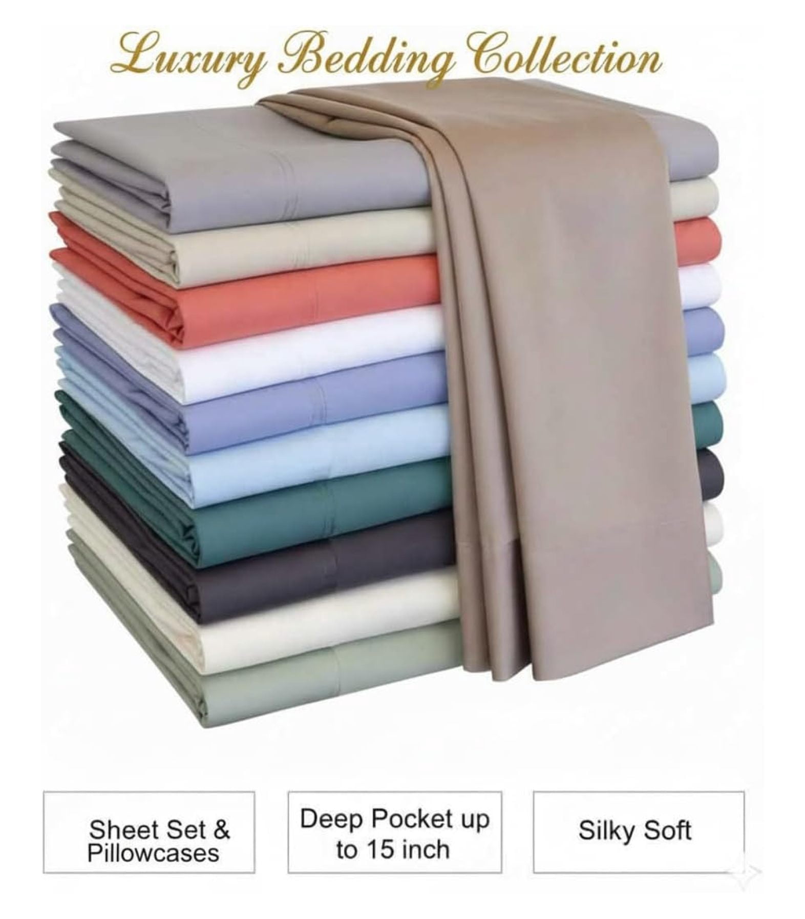 Silky-Soft Viscose from Bamboo-Cotton , Full 4PC Bed Sheets Set, Blue