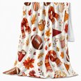 thumbnail image 2 of Autumn Football Popcorn, Playful Artistic Scene, Warm Flannel Blanket for Home Library and Reading Nook with Detailed Artwork, Art Lovers Thanksgiving Gift, Artistic Home Decor, 2 of 9