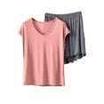thumbnail image 2 of Warop Pajama Set for Woman, Casual Solid Color Modal Loose Round Neck Short Sleeve and Shorts for Home and Sleep, 2 of 6