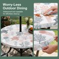 thumbnail image 3 of Round Outdoor Tablecloth with Umbrella Hole and Zipper, Red Grey Coastal Fitted Table Cover with Elastic Edge for 45-54 Inch, Nautical Summer Beach Coral Sea Turtle Waterproof Patio Tablecoths, 3 of 9