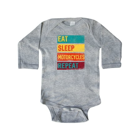 

Inktastic Eat Sleep Motorcycles Repeat Gift Baby Boy or Baby Girl Long Sleeve Bodysuit