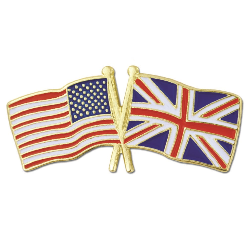 PinMart USA and United Kingdom Crossed Friendship Flag Enamel Lapel Pin