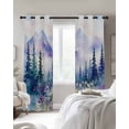 thumbnail image 4 of Green Purple Mountains Kitchen Curtains Watercolor Forest Wildflower Cafe Short Curtains for Bathroom Blackout Window Curtain Grommet Small Window Treatment Drapes for Bedroom Living Room 52"x45"x2, 4 of 9