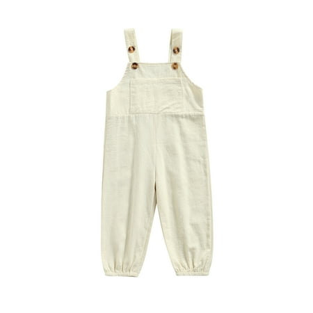 

Toddler Baby Girl Boy Overalls Clothes Simple Style Solid Wide Shoulder Straps Suspender Trousers