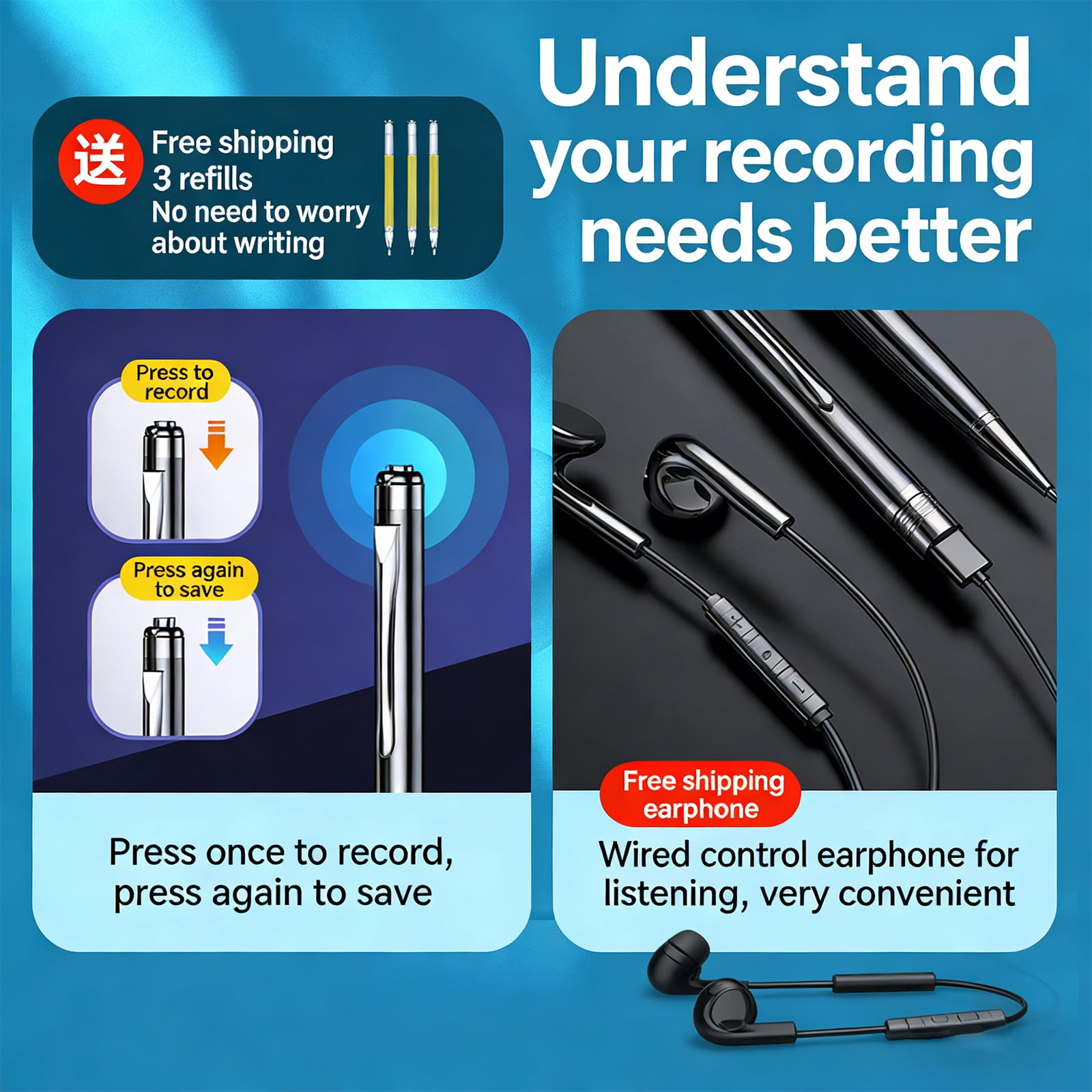 Advanced Digital Voice Recorder 32GB Internal Memory Auto Record Feature For Effortless Capturing