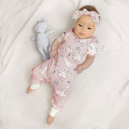 

TUOBARR Infant Baby Boys Girls Easter Cartoon Rabbit Printed Romper Jumpsuit+Headbands Pink (3-24Months)