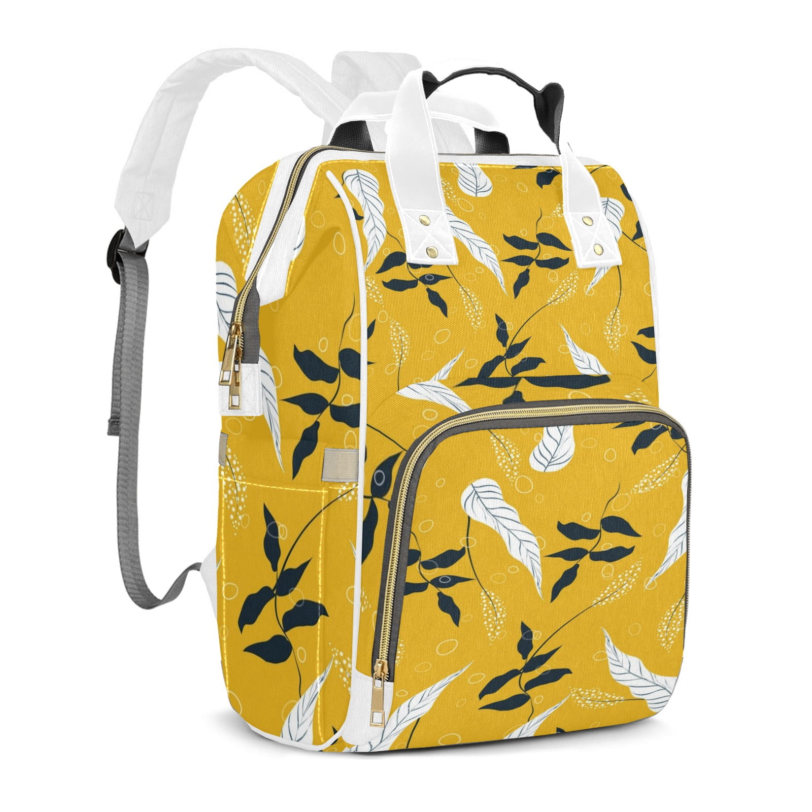 Abstract Flowers Diaper Backpack – Large Capacity, Insulated Baby Bottle Pocket, Multifunctional Mommy Bag for Boys & Girls