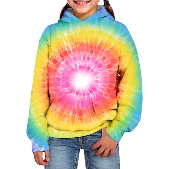 QUOTAY Kids 3D Visual Digital Printed Tie Dye Hoodie Pullover Sweatshirt with Pocket C Casual Top for Children Graphic Hoodies Hot Pink,2-3 Years